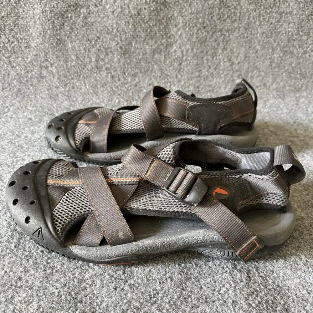 KEEN x Simms Men's Sandals Black Gray Orange Adjustable Straps Hiking US 13
